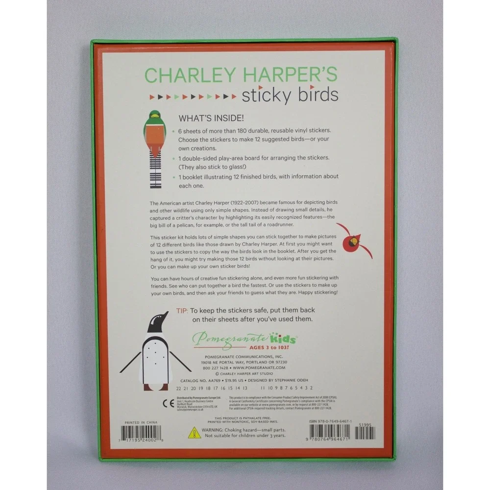 Charley Harper - Charley Harper's Sticky Birds Animal Reusable Sticker Kit‎